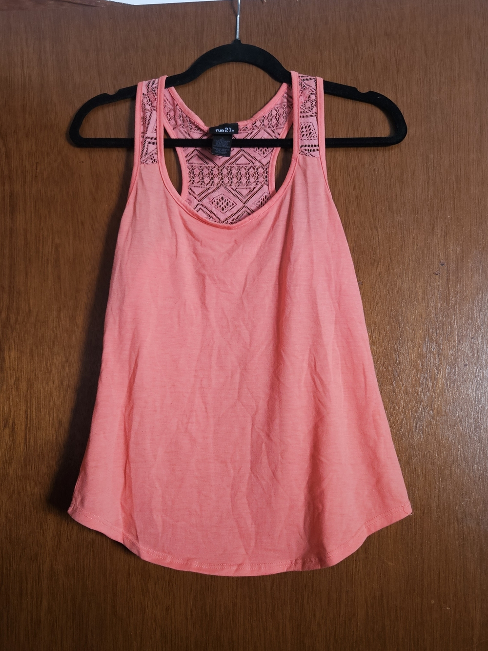 Rue21 Coral Lace-Back Racerback Tank Top
